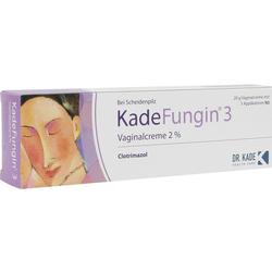 Packung einer Vaginalcreme mit dem Namen KadeFungin 3 zur Behandlung von Scheidenpilz.