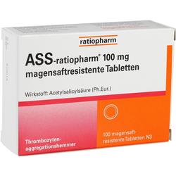 Eine Medikamentenverpackung für magensaftresistente Tabletten, 100 mg.